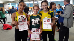 60 m Finalistinnen Taisha Bader, Leonie Maginot und Yeliz Kars 